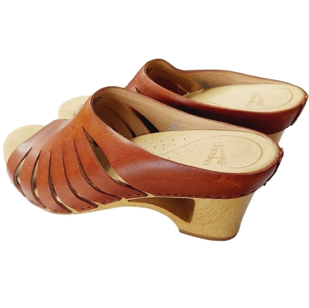 Dansko Tilly Clog Wooden Sandal Size 41 US 10.5 Brown Leather Comfort Platform - Picture 5 of 16